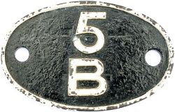 Shedplate 5B Crewe South 1935-1967. Face restored and is a typical LMS Crewe casting.