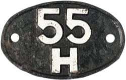 Shedplate 55H Leeds Neville Hill 1960-1966. This is the large lettered version. Face restored.