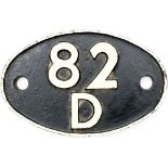 Shedplate 82D Westbury 1950-1963 with sub sheds of Frome and Salisbury WR until 1950. Face