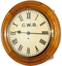 Vale of Glamorgan Railway 12in oak cased railway clock with a chain driven English fusee movement.