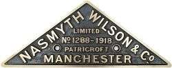 Worksplate NASMYTH WILSON & CO LIMITED PATRICROFT MANCHESTER No 1288 1918 ex Robinson Rod 2-8-0