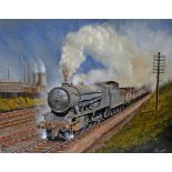 Original Oil Painting WD ON A COAL TRAIN by Joe Townend (GRA) Depicts WD Austerity 2-8-0 number