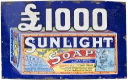 Advertising enamel sign £1000 SUNLIGHT SOAP £1000 REWARD. In good condition with minor chipping