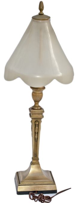 Pullman Type A brass table lamp stamped on the side of the base TC17. Car No.17 was a Parlour car