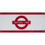 London Underground enamel frieze sign CENTRAL LINE. In good condition with minor edge chipping,