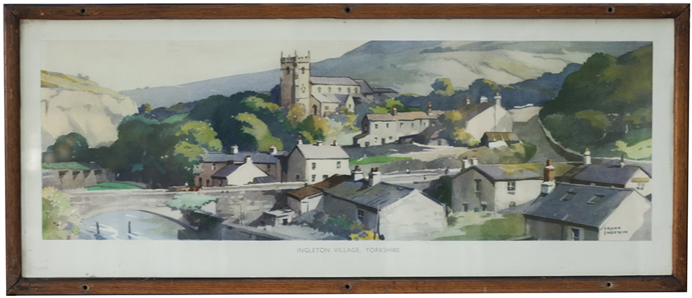 Carriage Print INGLETON VILLAGE, YORKSHIRE by Frank Sherwin from the LMR (B) Series, issued 1952. In