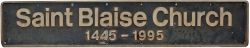 Diesel nameplate SAINT BLAISE CHURCH 1445-1995 ex BR Class 37 built by English Electric in 1963