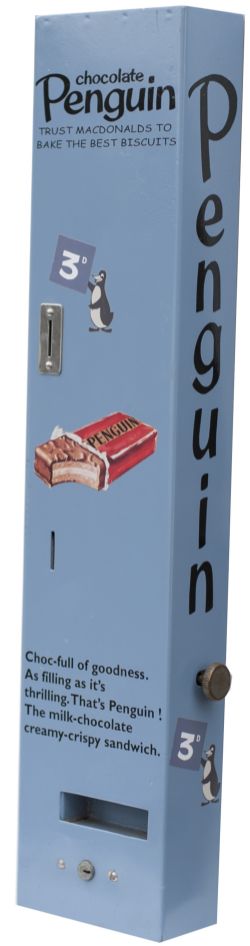 PENGUIN CHOCOLATE wall mounted vending machine as used on stations etc. The paint has been