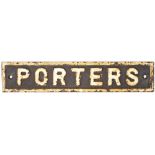 GWR post grouping cast iron doorplate PORTERS measuring 17.75in x 3.5in. In original condition.