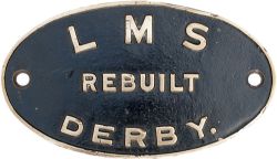 Worksplate LMS REBUILT DERBY probably from a 3F or 2F. Oval cast brass, face restored. Measures 10.