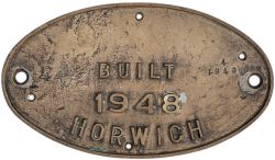 Worksplate BUILT 1948 HORWICH. This is the official pattern used at Horwich Works for locomotives