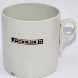 London Underground 1 Pint china mug with Underground late 1920's logo to front. Base marked