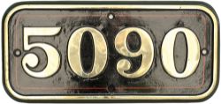 GWR brass cabside numberplate 5090 ex GWR Castle 4-6-0 Neath Abbey (see previous lot for details).