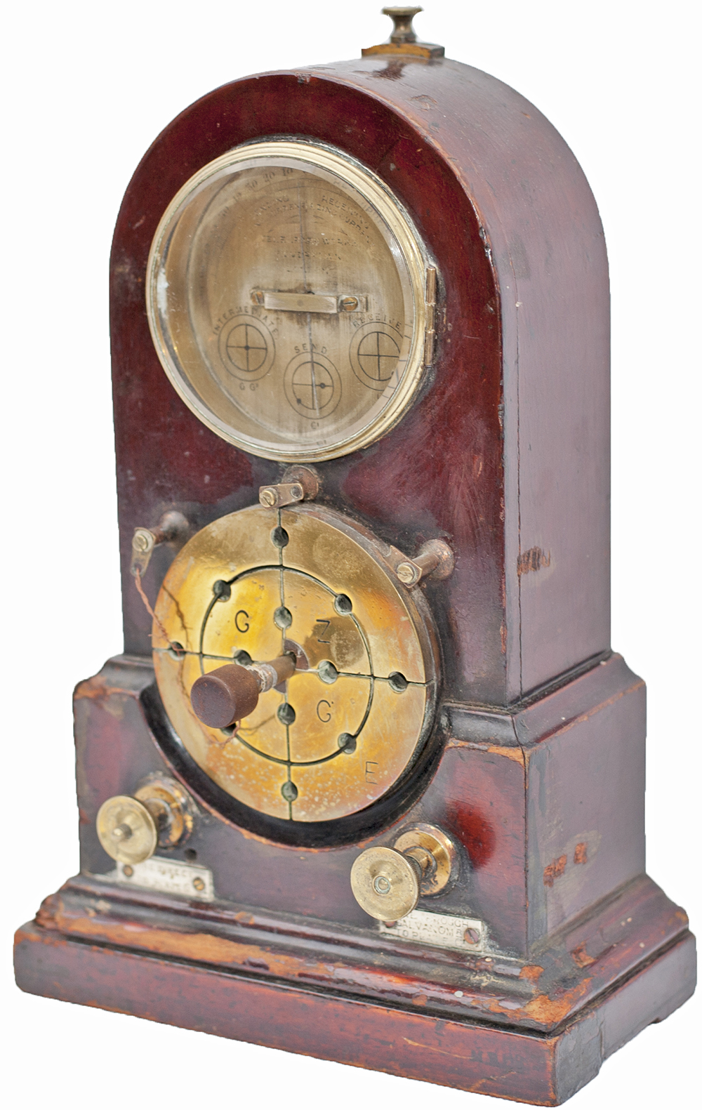Midland Railway mahogany cased Telegraph Test Instrument marked on the dial TELEGRAPH WORKS