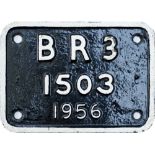 BR cast iron locomotive tenderplate BR3 1503 1956 ex Riddles BR Standard Class 2 2-6-0 number