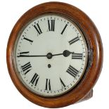 North Eastern Railway 10in oak cased railway clock with a wire driven English fusee movement