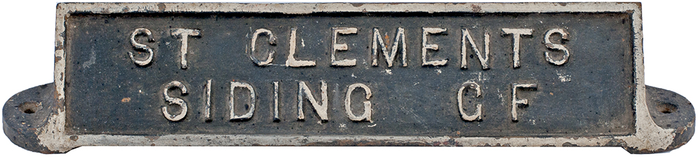 GWR Cast iron ground frame plate ST CLEMENTS SIDING GF. This controlled the trailing connection (and