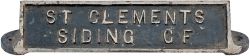 GWR Cast iron ground frame plate ST CLEMENTS SIDING GF. This controlled the trailing connection (and