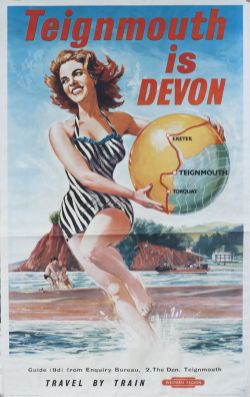 Poster BR TEIGNMOUTH IS DEVON by Glenn Steward. Double Royal 25in x 40in. Published by British