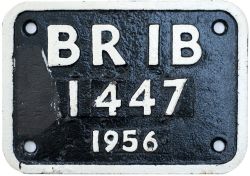 BR cast iron locomotive tenderplate BR1B 1447 1956 ex Riddles BR Standard Class 5 4-6-0 number 73159