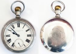 Taff Vale Railway nickel cased pocket watch with American Waltham Watch Co movement 10353084 which