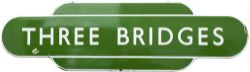 Totem BR(S) FF THREE BRIDGES from the former London Brighton & South Coast Railway station between