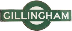 Southern Railway enamel target sign GILLINGHAM from the former London & South Western Railway