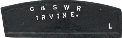 Glasgow and South Western Railway cast iron signal laver frame side plate with G&SWR IRVINE cast