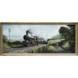 Original oil painting on canvas RESTORMEL CASTLE by Don Breckon of GWR 4-6-0 Restormel Castle 5010