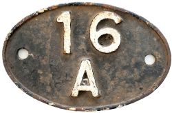 Shedplate 16A Nottingham Midland 1935-1963. An early version with LMS style letters and numerals, In