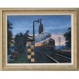 Original oil painting on canvas THE NIGHT MAIL featuring BR class 7 4-6-2 Britannia 70036 BOADICEA