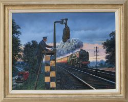 Original oil painting on canvas THE NIGHT MAIL featuring BR class 7 4-6-2 Britannia 70036 BOADICEA