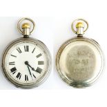 London & South Western Railway nickel cased pocket watch with American Waltham Watch Co 15 jewel