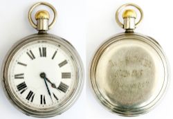 London & South Western Railway nickel cased pocket watch with American Waltham Watch Co 15 jewel