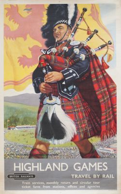 Poster BR(SC) HIGHLAND GAMES ROYAL HIGHLAND GATHERING BRAEMAR by Lance Cattermole. Double Royal 25in