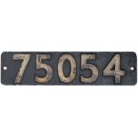 Smokebox numberplate 75054 ex British Railways Riddles Standard Class 4 4-6-0 built at Swindon in