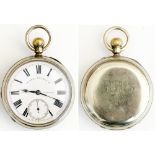 Rhymney Railway nickel cased pocket watch with a Rotherhams London English lever movement, top wound