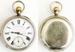 Rhymney Railway nickel cased pocket watch with a Rotherhams London English lever movement, top wound