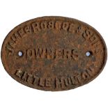 Private owners cast iron wagonplate JAMES ROSCOE & SONS OWNERS LITTLE HULTON. The company operated