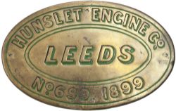 Worksplate HUNSLET ENGINE CO LEEDS No 699 1899 ex 0-6-0 T delivered new to Manchester Ship Canal and