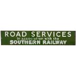 Southern Railway double royal enamel posterboard heading ROAD SERVICES IN ASSOCIATION WITH THE