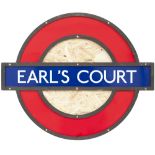 London Underground enamel target/bullseye EARLS COURT compete with bronze frame. This style