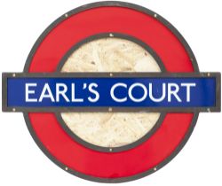 London Underground enamel target/bullseye EARLS COURT compete with bronze frame. This style