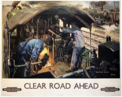 Poster BR CLEAR ROAD AHEAD by Terence Cuneo Quad royal 50in x 40in. Published by The Railway