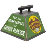 CHERRY BLOSSOM shoeshine cleaners box complete with three different advertising enamel panels. In