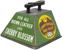 CHERRY BLOSSOM shoeshine cleaners box complete with three different advertising enamel panels. In