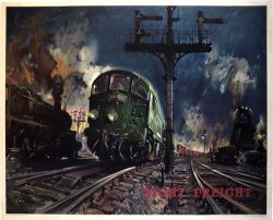 Poster BR(M) NIGHT FREIGHT by Terence Cuneo Quad royal 50in x 40in. Published by British Railways (