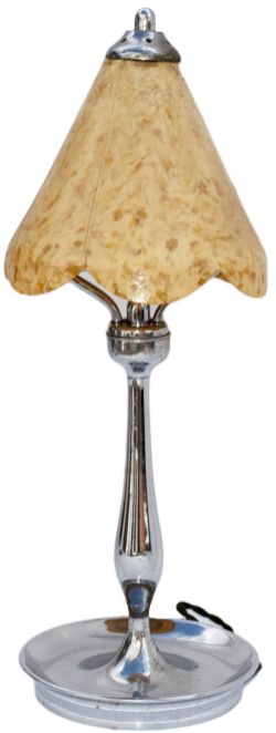 LNER Pullman Car Table Lamp with chromed brass base stamped L&NER. Complete with original marbled