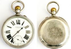 Great Central Railway nickel cased Railway Pocket Watch with top wind and push button set Swiss