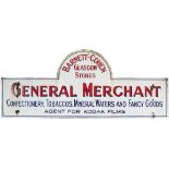 Advertising enamel shop sign BARNETT-COHEN GLASGOW STORES. GENERAL MERCHANT CONFECTIONERY, TOBACCOS,